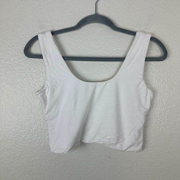 Re Ona White Signature Tank Crop L Stretchy Minimalist Contemporary Summer - Picture 2 of 11